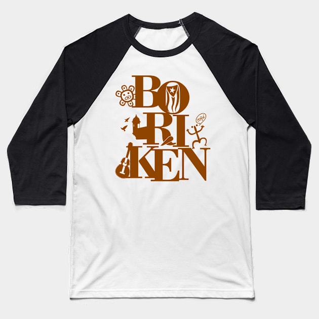 Puerto Rico Boriken Taino Symbols Baseball T-Shirt by bydarling